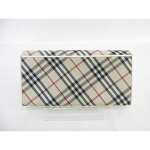Burberry Canvas Check Long Beige Leather Wallet